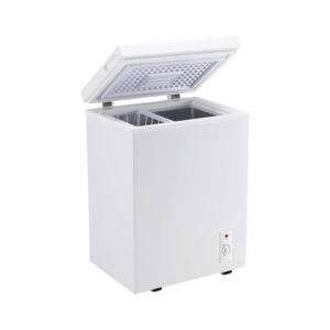Chest Freezer 3.5 Cu.Ft Deep Freezer with Removable Basket, 7-Level Adjustable Thermostat, Fast Cooling Freestanding Top Open Door, White