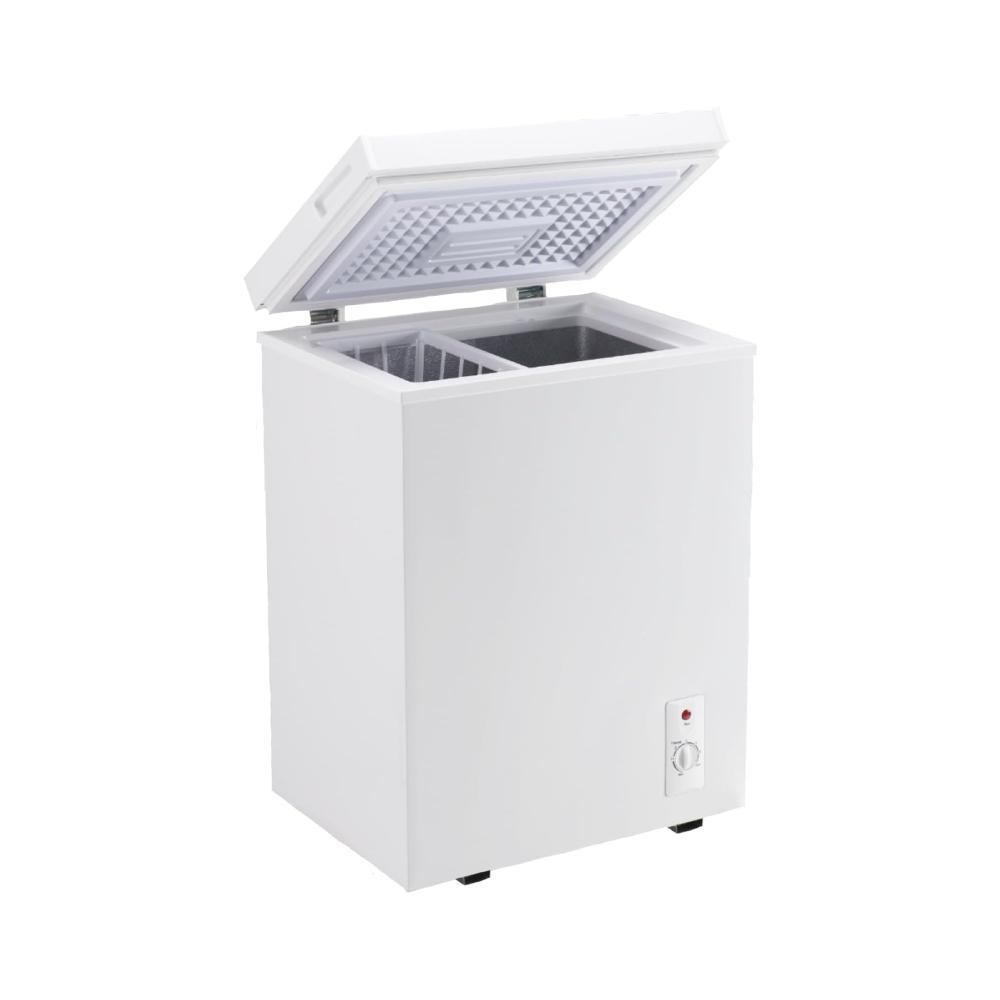 Chest Freezer 3.5 Cu.Ft Deep Freezer with Removable Basket, 7-Level Adjustable Thermostat, Fast Cooling Freestanding Top Open Door, White