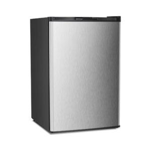 Upright Freezer 3.0 Cu.ft, Compact Mini Freezer with Reversible Single Door, Temperature Control, Removable Shelves, Small freezer Stainless Steel for Dorms Home Office, Silver