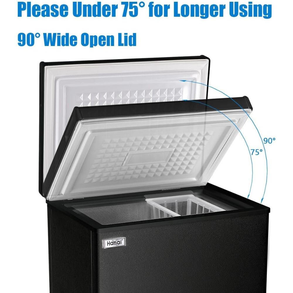 Chest Freezer Small Deep Freezer WANAI 3.5 Cu.Ft Mini Freezer Black Free-Standing Top Door Freezer Adjustable 7 Thermostat and Removable Basket Open Deep Freezer Apartment Kitchen, Black - Image 5