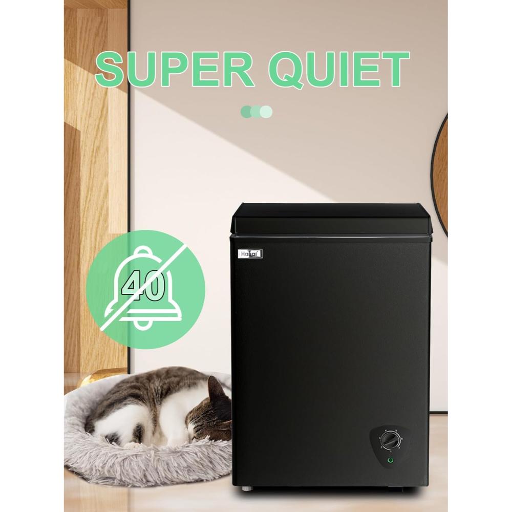 Chest Freezer Small Deep Freezer WANAI 3.5 Cu.Ft Mini Freezer Black Free-Standing Top Door Freezer Adjustable 7 Thermostat and Removable Basket Open Deep Freezer Apartment Kitchen, Black - Image 2
