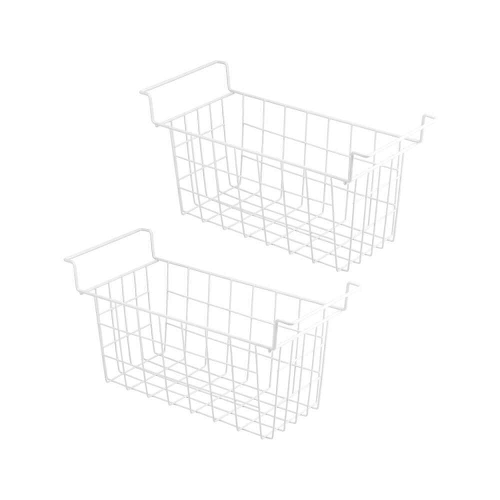 Chest Freezer Baskets 17.5 Inch, Chest Freezer Organizer Bins Metal Wire Storage Baskets with Hanging Handles for Deep Freezer, Set of 2