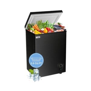 Chest Freezer Small Deep Freezer WANAI 3.5 Cu.Ft Mini Freezer Black Free-Standing Top Door Freezer Adjustable 7 Thermostat and Removable Basket Open Deep Freezer Apartment Kitchen, Black