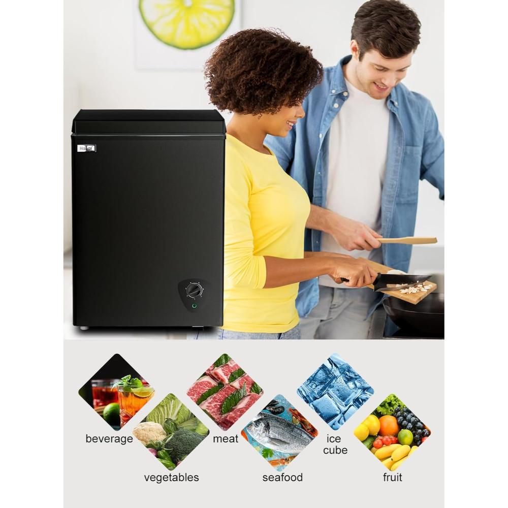 Chest Freezer Small Deep Freezer WANAI 3.5 Cu.Ft Mini Freezer Black Free-Standing Top Door Freezer Adjustable 7 Thermostat and Removable Basket Open Deep Freezer Apartment Kitchen, Black - Image 6