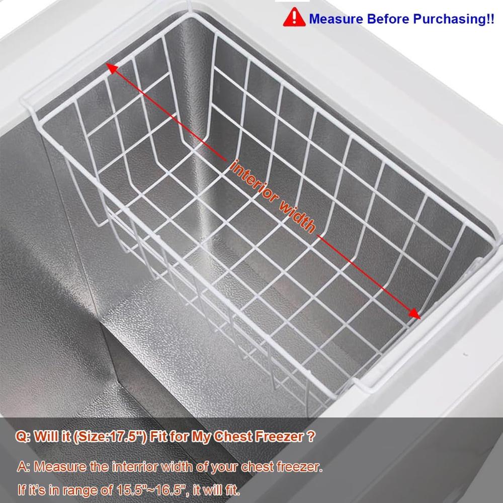 Chest Freezer Baskets 17.5 Inch, Chest Freezer Organizer Bins Metal Wire Storage Baskets with Hanging Handles for Deep Freezer, Set of 2 - Image 5