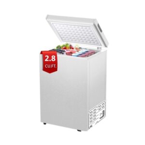 Chest Freezer 2.8 Cu. Ft Deep Freezers with 2 Removable Baskets, Top Opening Door Compact Small Congelador, Adjustable 7-Temperature Control for Outdoor, Dorm Apartment, Commercial (Black)